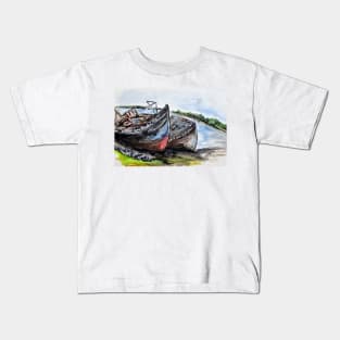 Wrecked River Boats Kids T-Shirt